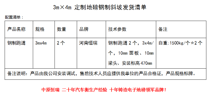 3m×4m钢制斜坡